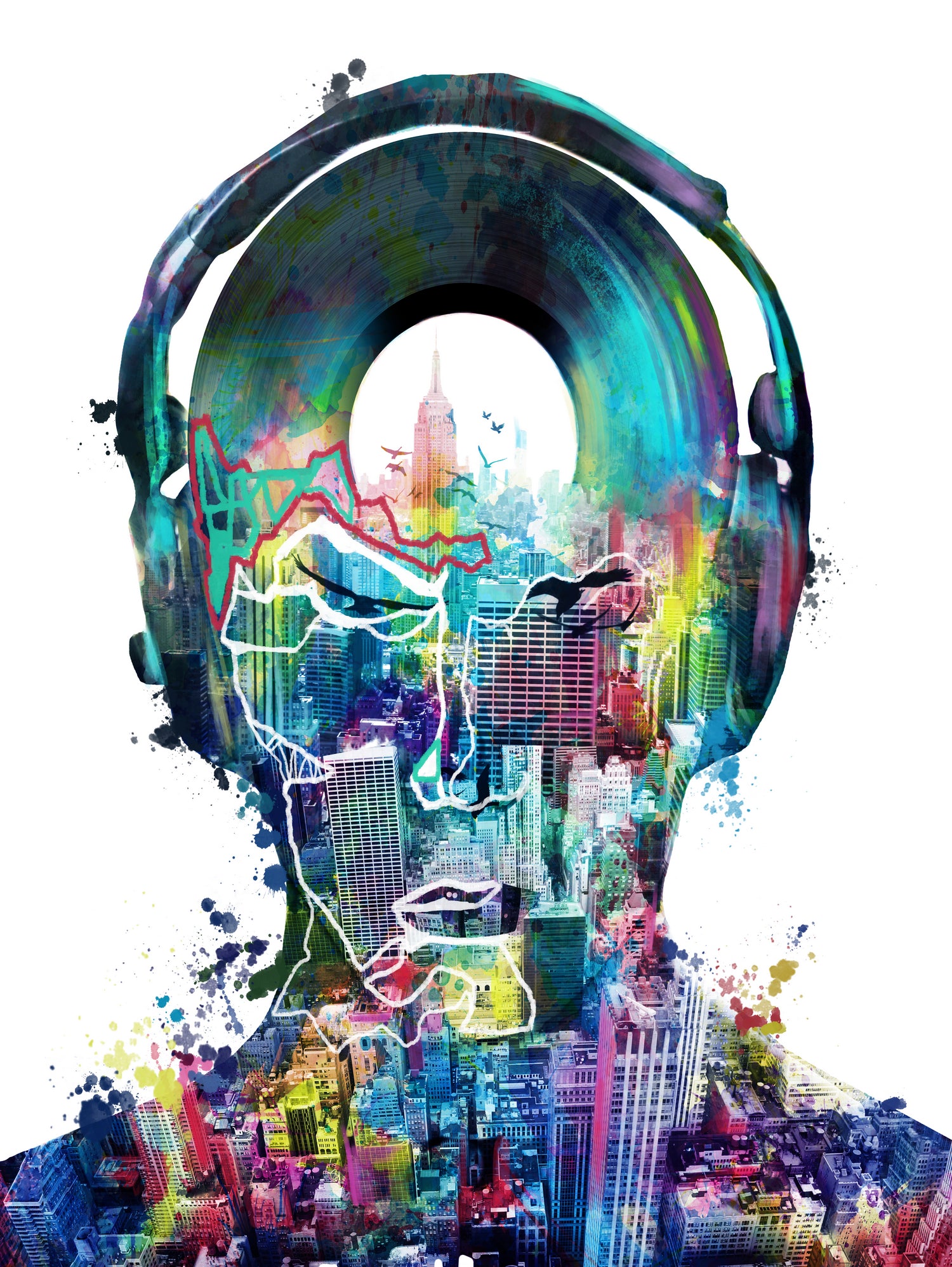 new york city sound colorful by Bekim Mehovic on GIANT ART - white digital painting