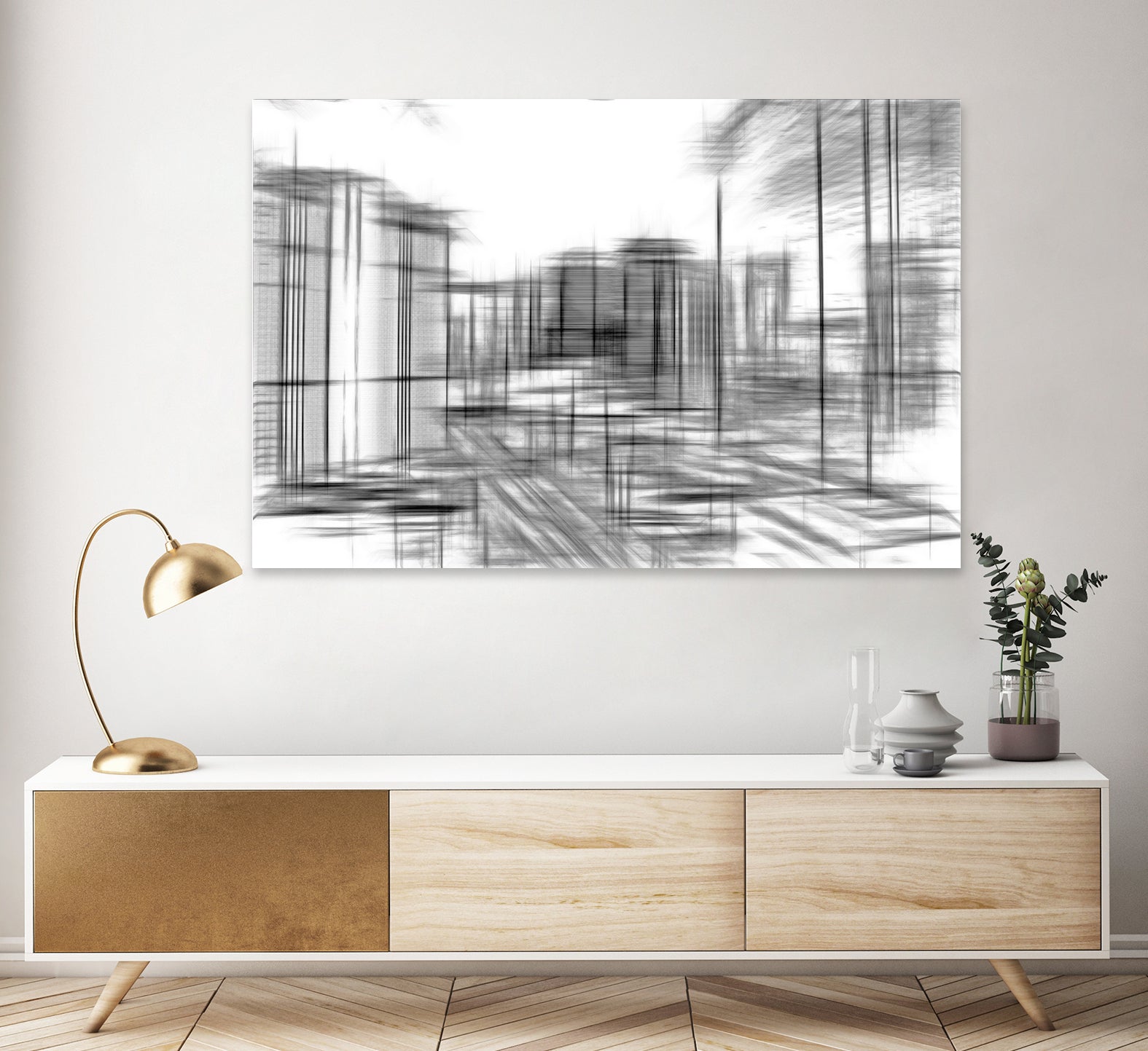 pencil drawing buildings in the city in black and white by sutee monchitnukul on GIANT ART - gray digital drawing