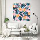 Pineapple and Leaf Pattern by burcu korkmazyurek on GIANT ART - pink digital painting