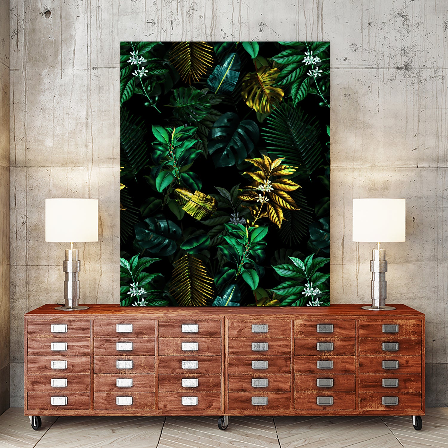 TROPICAL GARDEN VIII by burcu korkmazyurek on GIANT ART - black digital painting