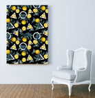 Geometric and Lemon pattern II by burcu korkmazyurek on GIANT ART - black digital painting