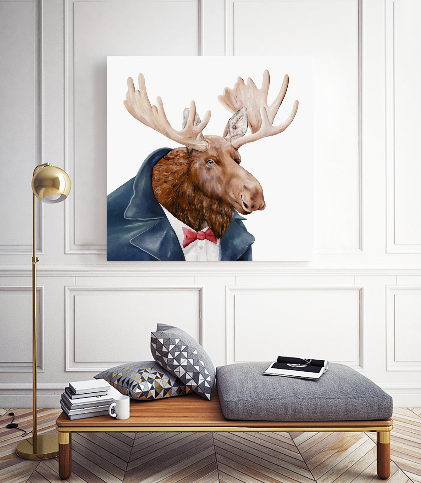 Moose by Tim McConnachie on GIANT ART - blue mixed media