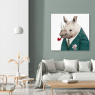 Rhino by Tim McConnachie on GIANT ART - blue mixed media