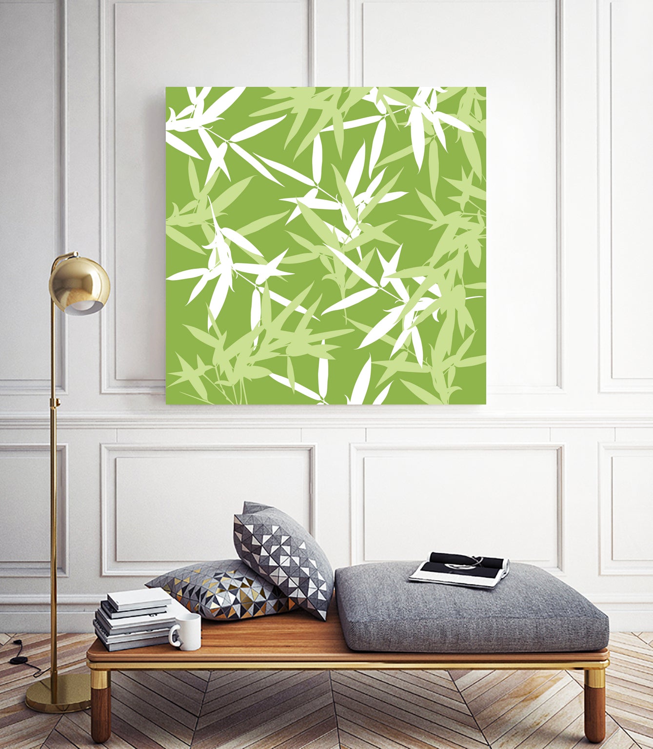 Original Green Bamboo Pattern by Brigitte Carre on GIANT ART - green digital painting