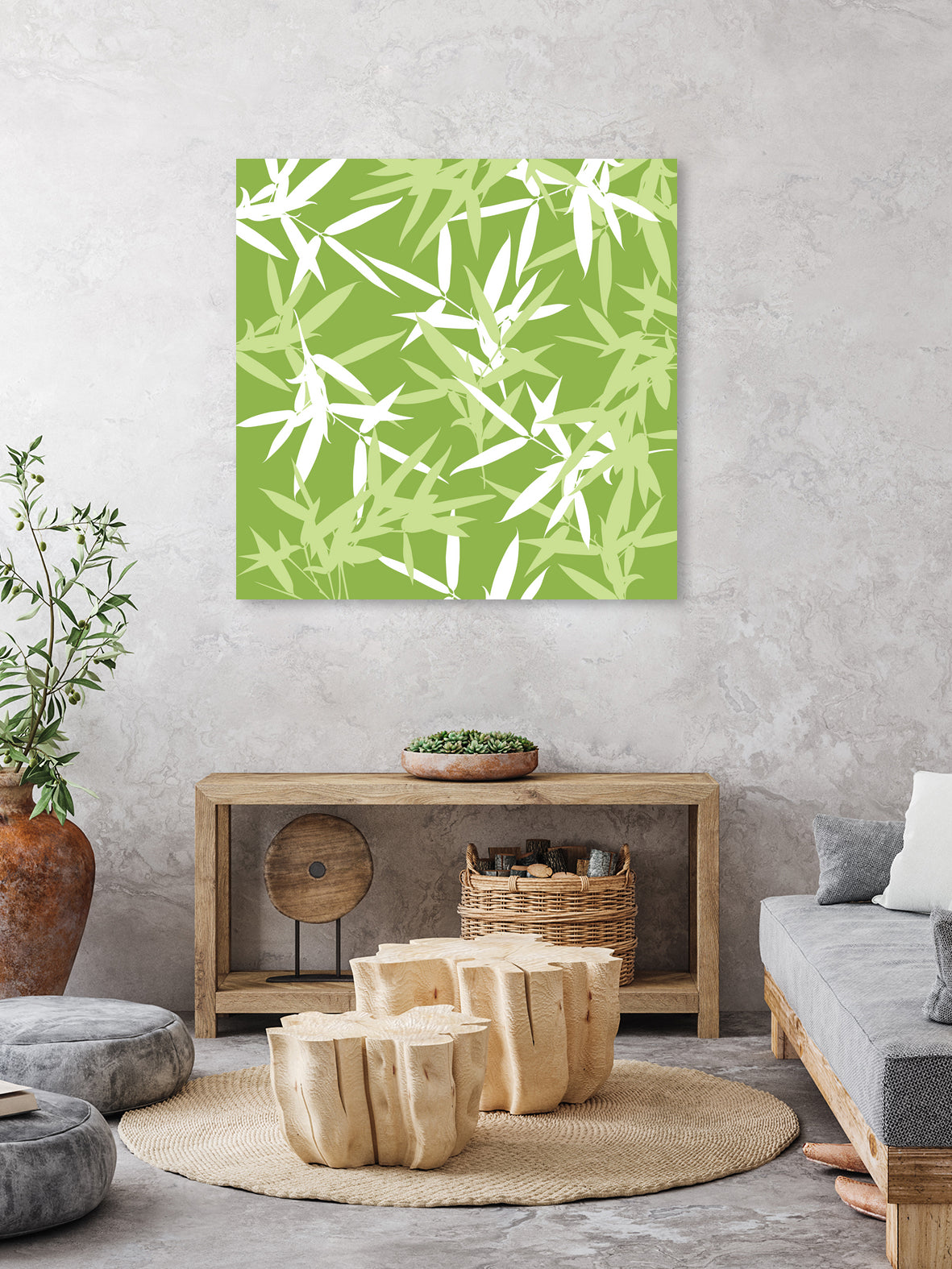 Original Green Bamboo Pattern by Brigitte Carre on GIANT ART - green digital painting