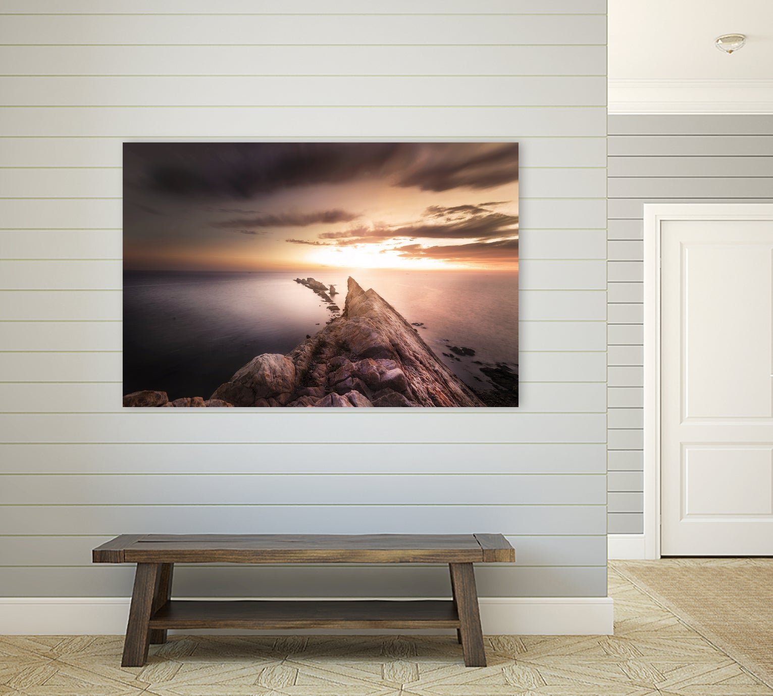 Sunset  Coast, Waves and Rocks by Petra Lang on GIANT ART - brown photo illustration