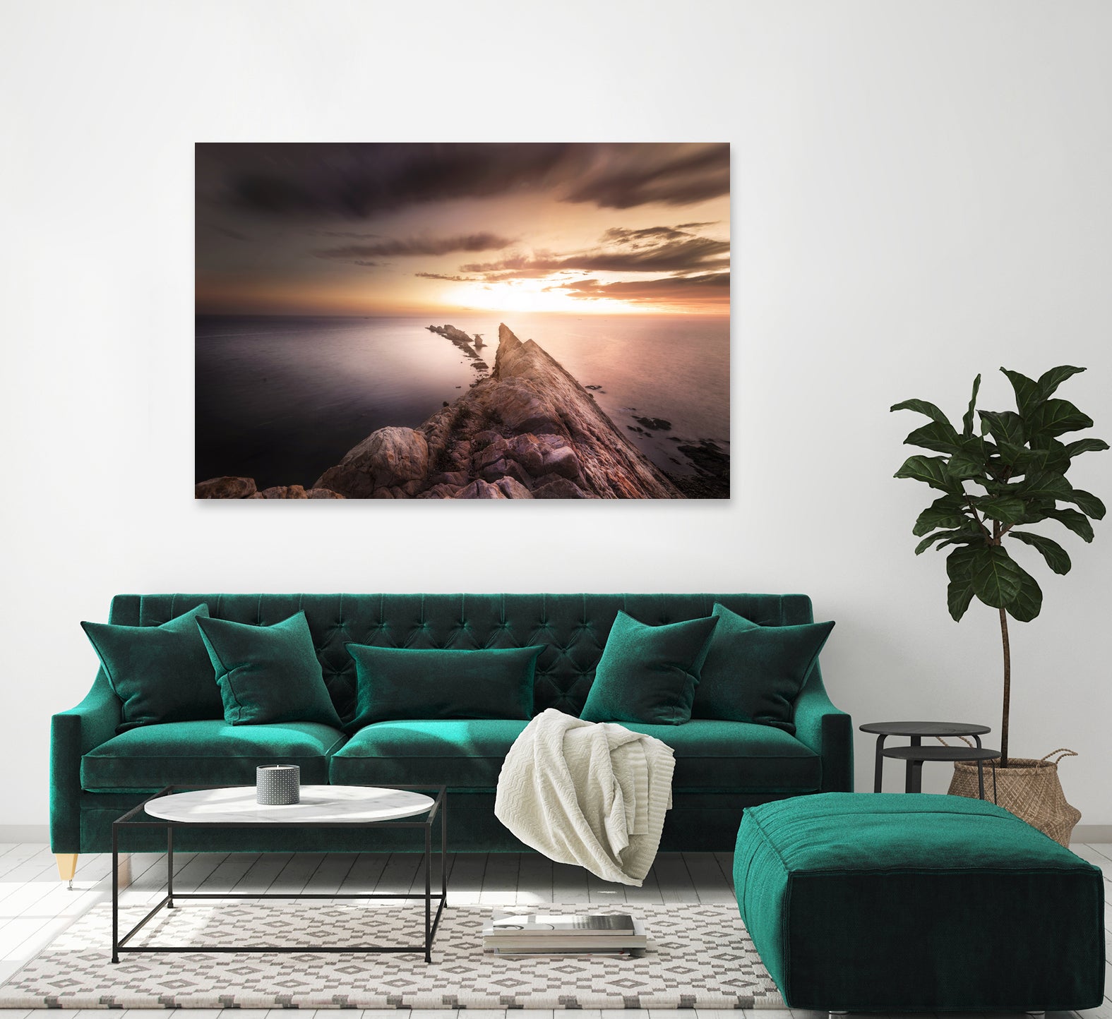 Sunset  Coast, Waves and Rocks by Petra Lang on GIANT ART - brown photo illustration