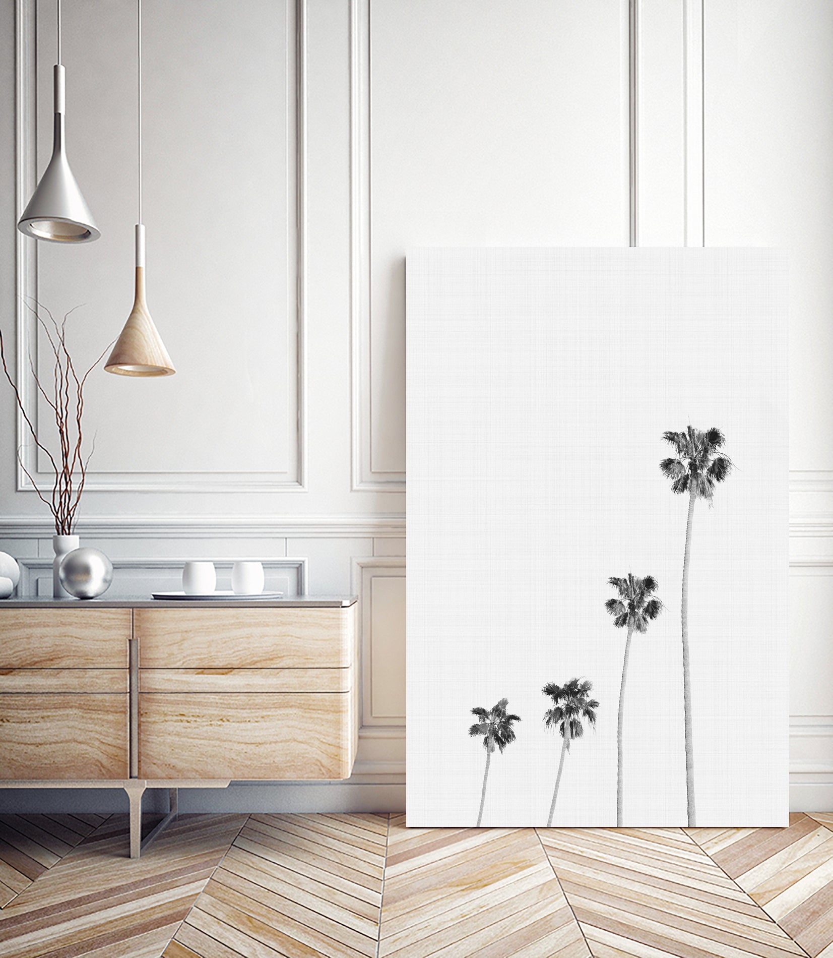 Palm Trees Monochrome by Justinas Jokubauskas on GIANT ART - black digital painting