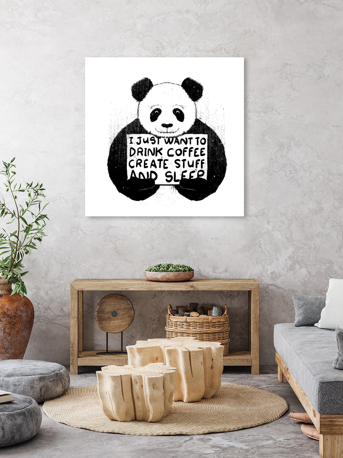 I Just Want to Drink Coffee Creates Stuff and Sleep by Tobias Fonseca on GIANT ART - white digital painting