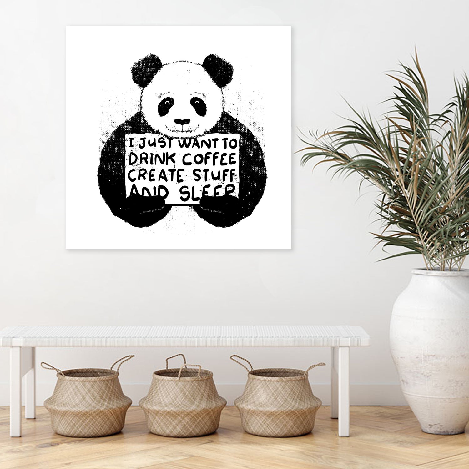 I Just Want to Drink Coffee Creates Stuff and Sleep by Tobias Fonseca on GIANT ART - white digital painting