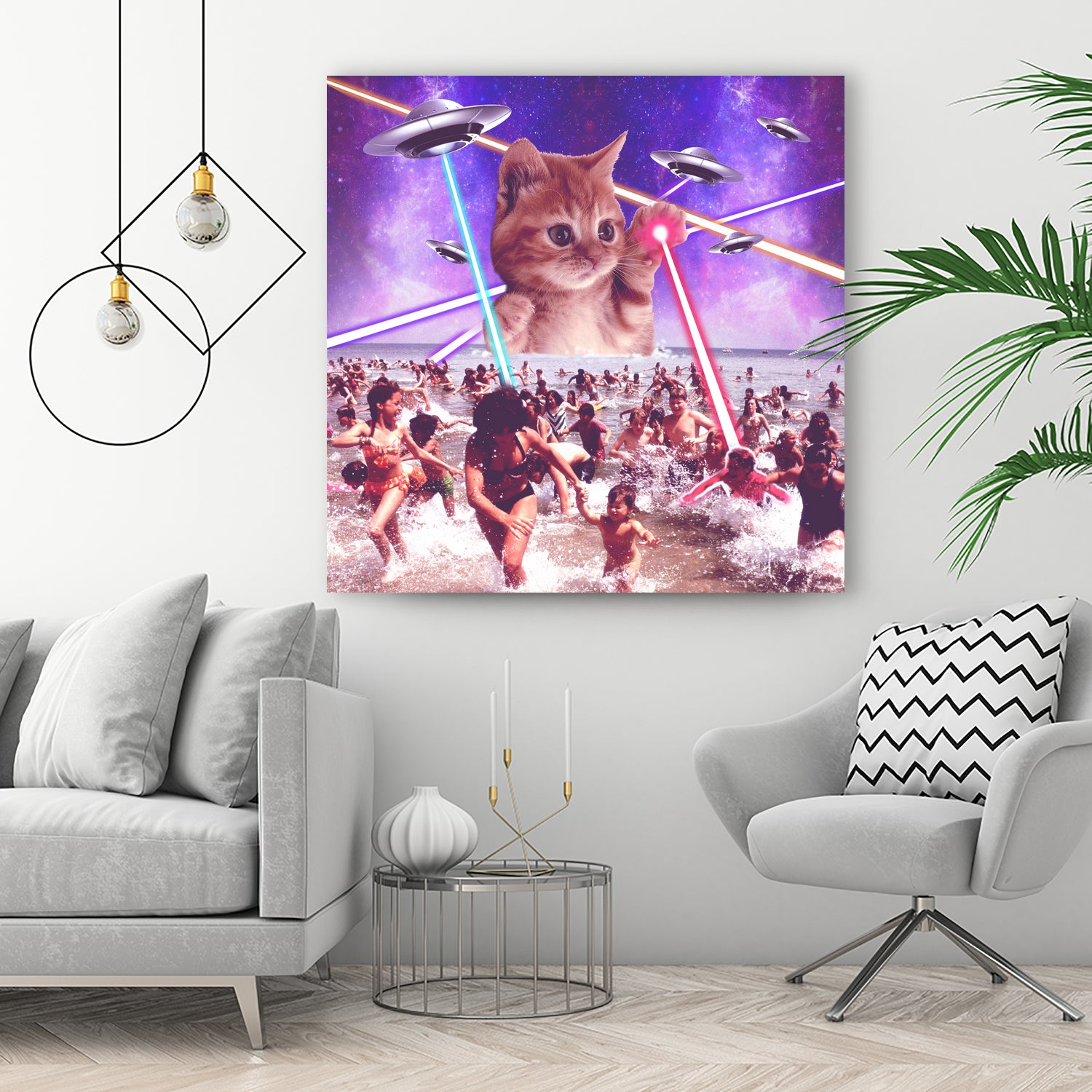 cat invader from space galaxy marsians by Damian Augustyniak on GIANT ART - white photo manipulation