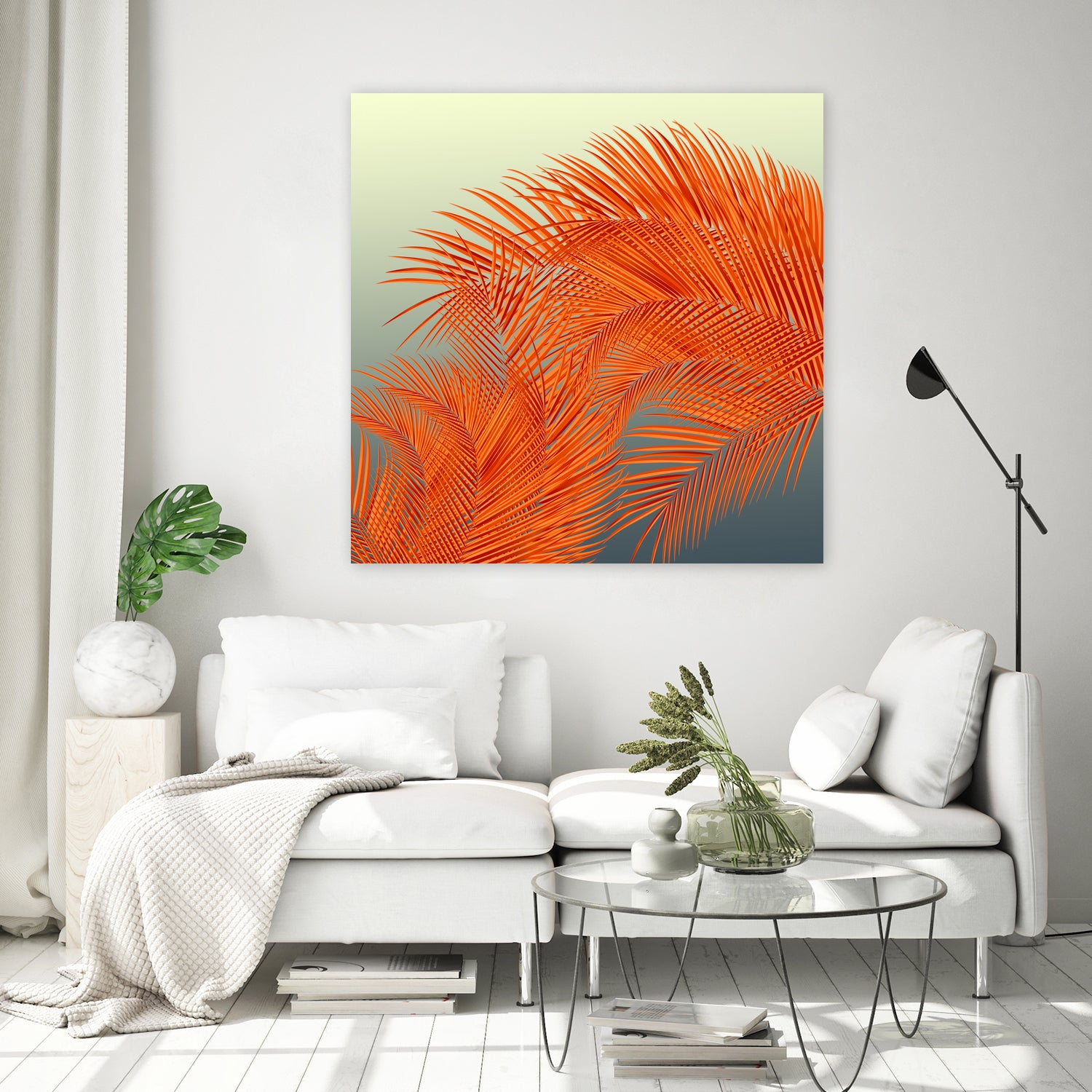 Summer Palm Leaves, Orange by Jiri Svetlik on GIANT ART - orange digital painting