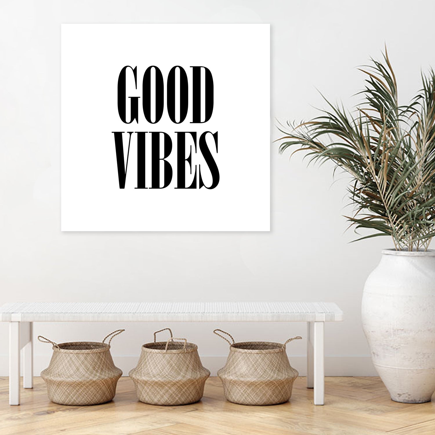 Good Vibes by Neli Dimitrova on GIANT ART - white typography