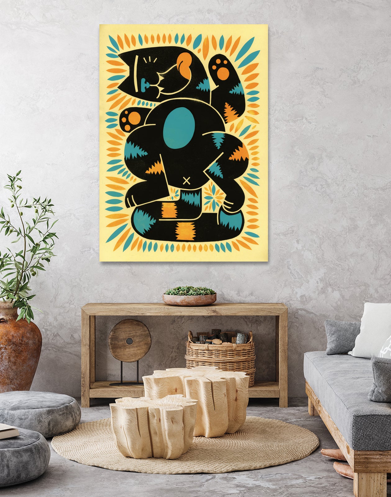 Catnip by Randy Steward on GIANT ART - yellow mixed media