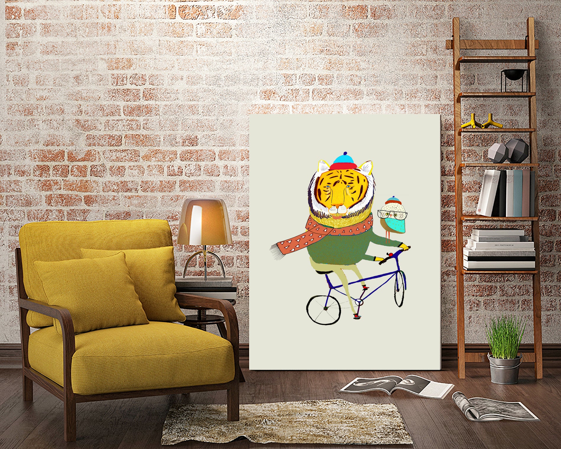 Tiger & Owl Bike by Ashley Percival on GIANT ART - digital drawing