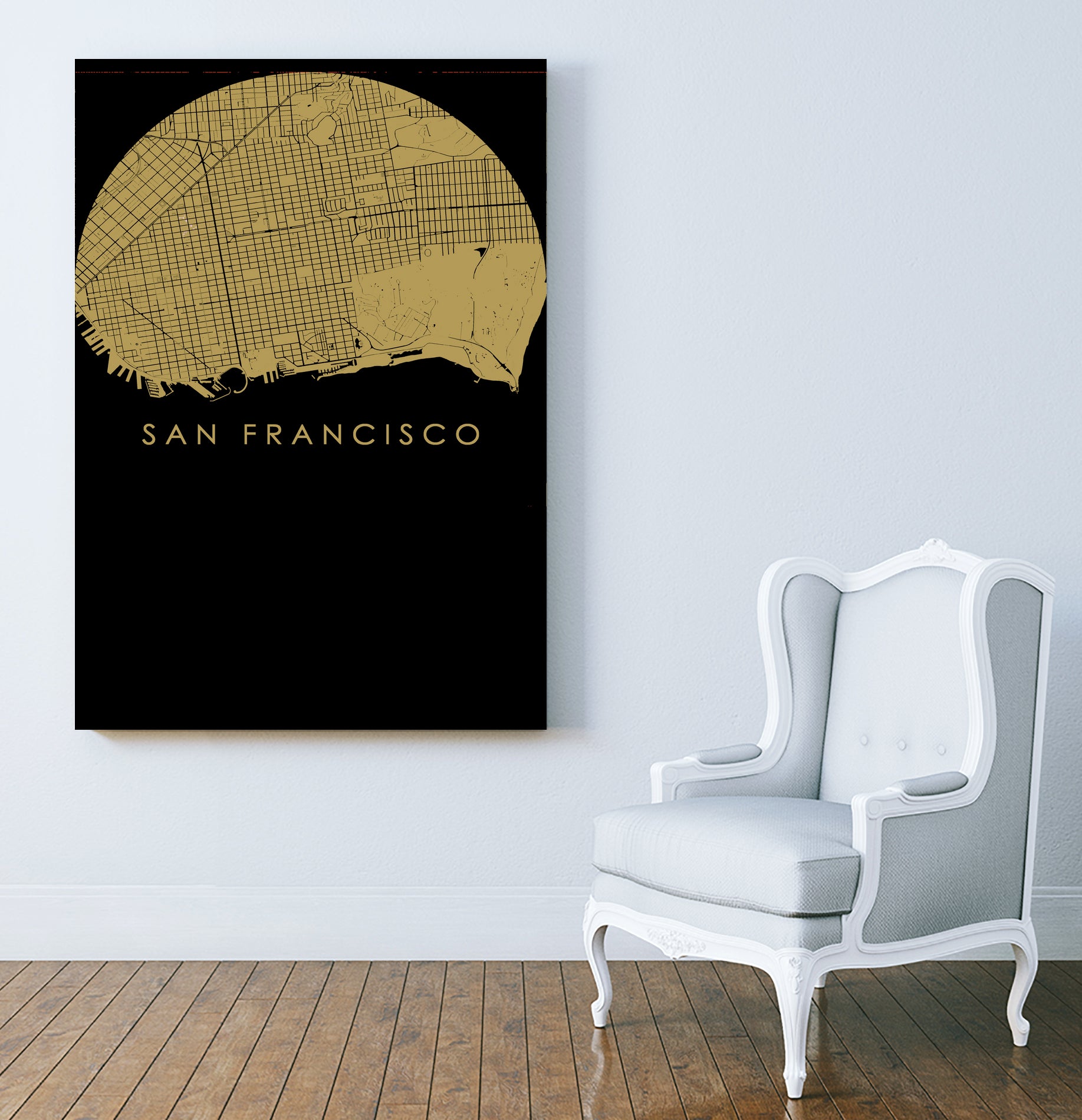 San Francisco city map gold by Javier Ruiz on GIANT ART - brown digital drawing
