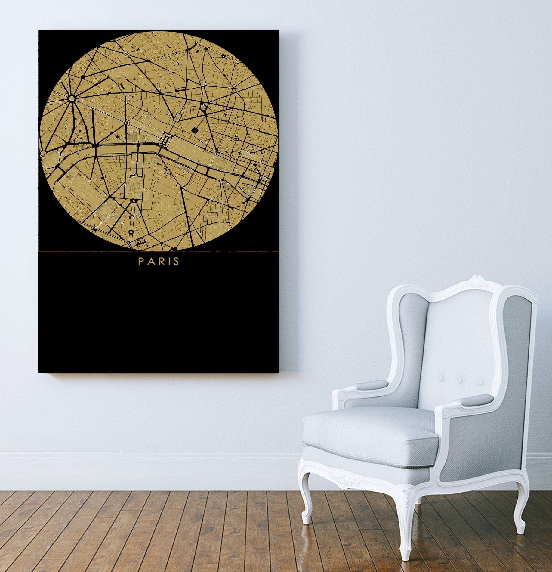 Paris city map gold by Javier Ruiz on GIANT ART - brown digital drawing