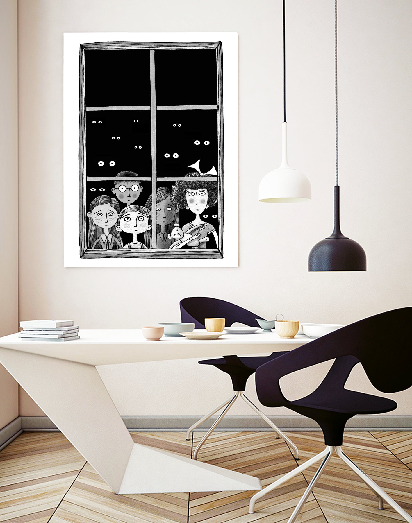 The Children in the Window by Andrew Hitchen on GIANT ART - black character design