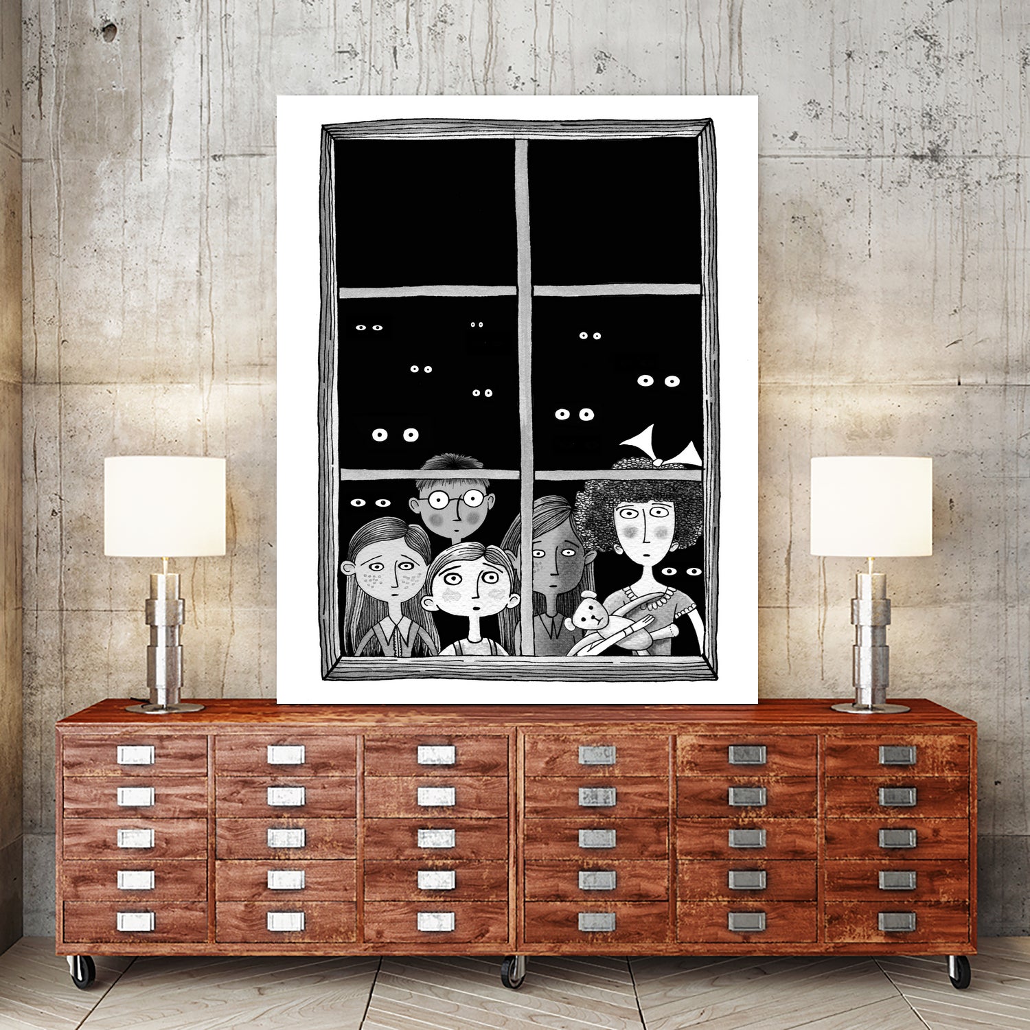 The Children in the Window by Andrew Hitchen on GIANT ART - black character design