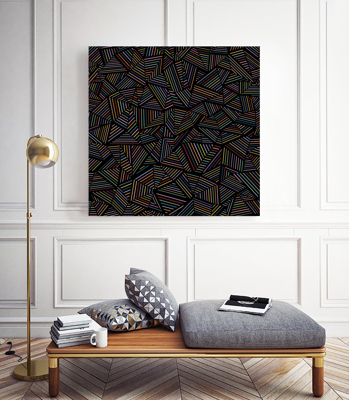 Ab Linear Rainbow B by Emeline Tate-Robertson on GIANT ART - black digital painting