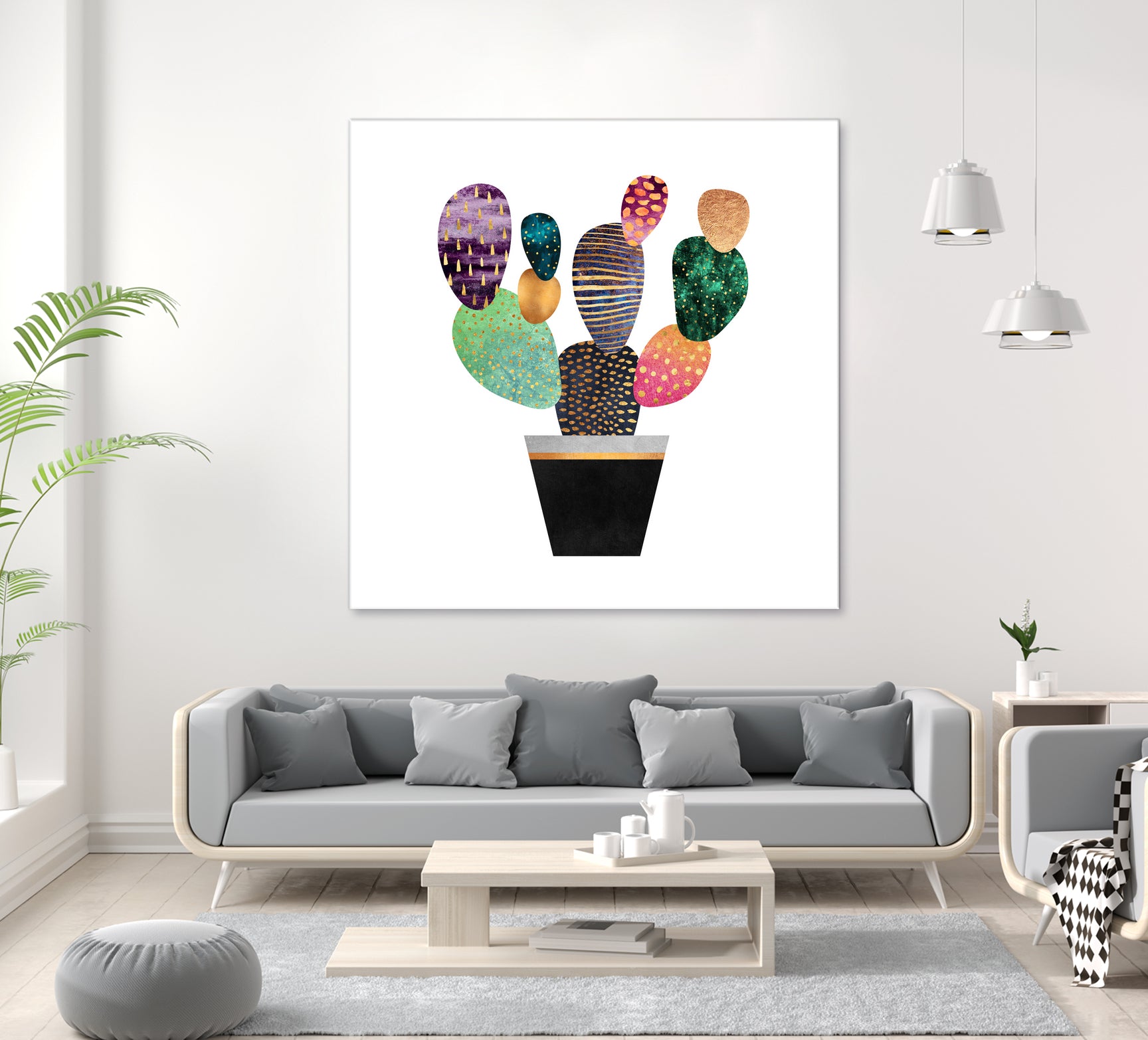Pretty Cactus by Elisabeth Fredriksson on GIANT ART - blue mixed media