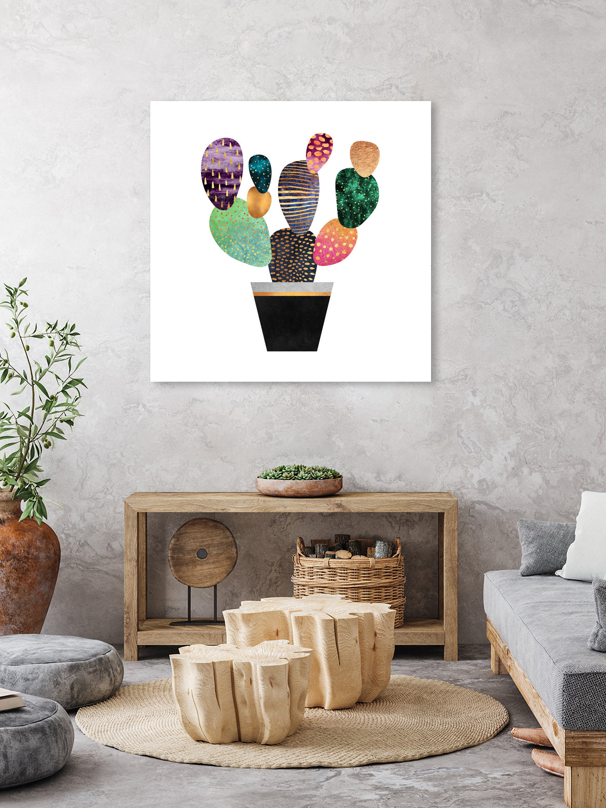 Pretty Cactus by Elisabeth Fredriksson on GIANT ART - blue mixed media