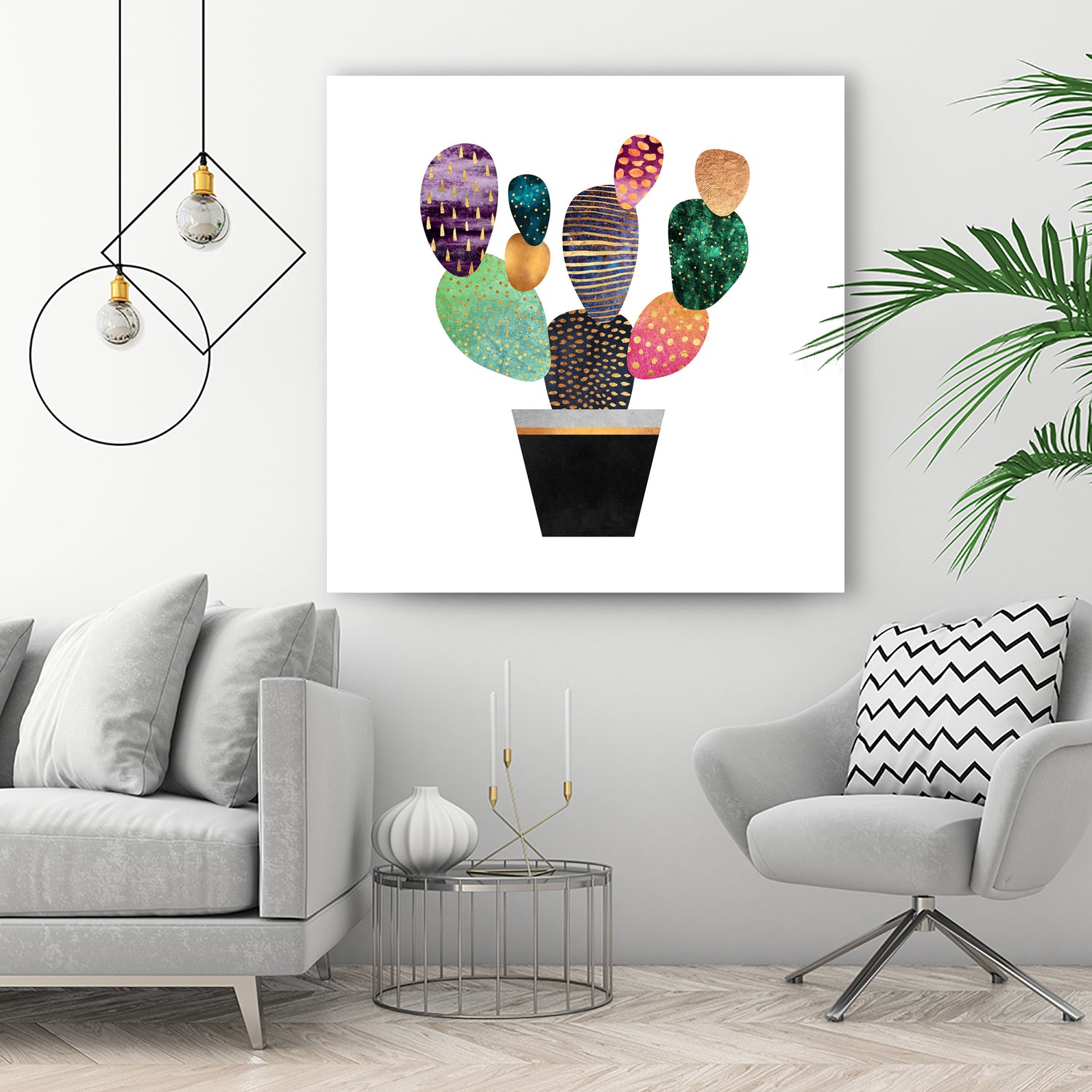 Pretty Cactus by Elisabeth Fredriksson on GIANT ART - blue mixed media