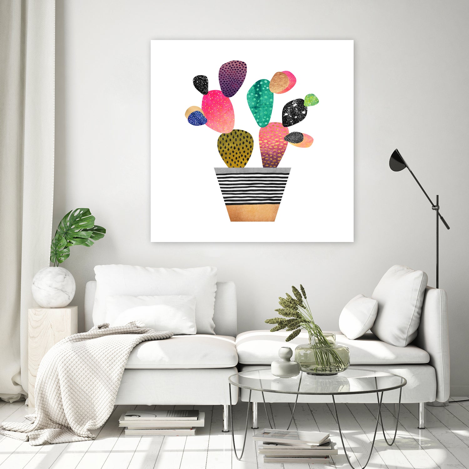 Happy Cactus by Elisabeth Fredriksson on GIANT ART - pink mixed media