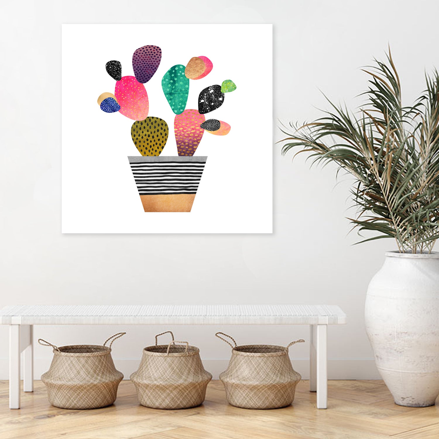 Happy Cactus by Elisabeth Fredriksson on GIANT ART - pink mixed media