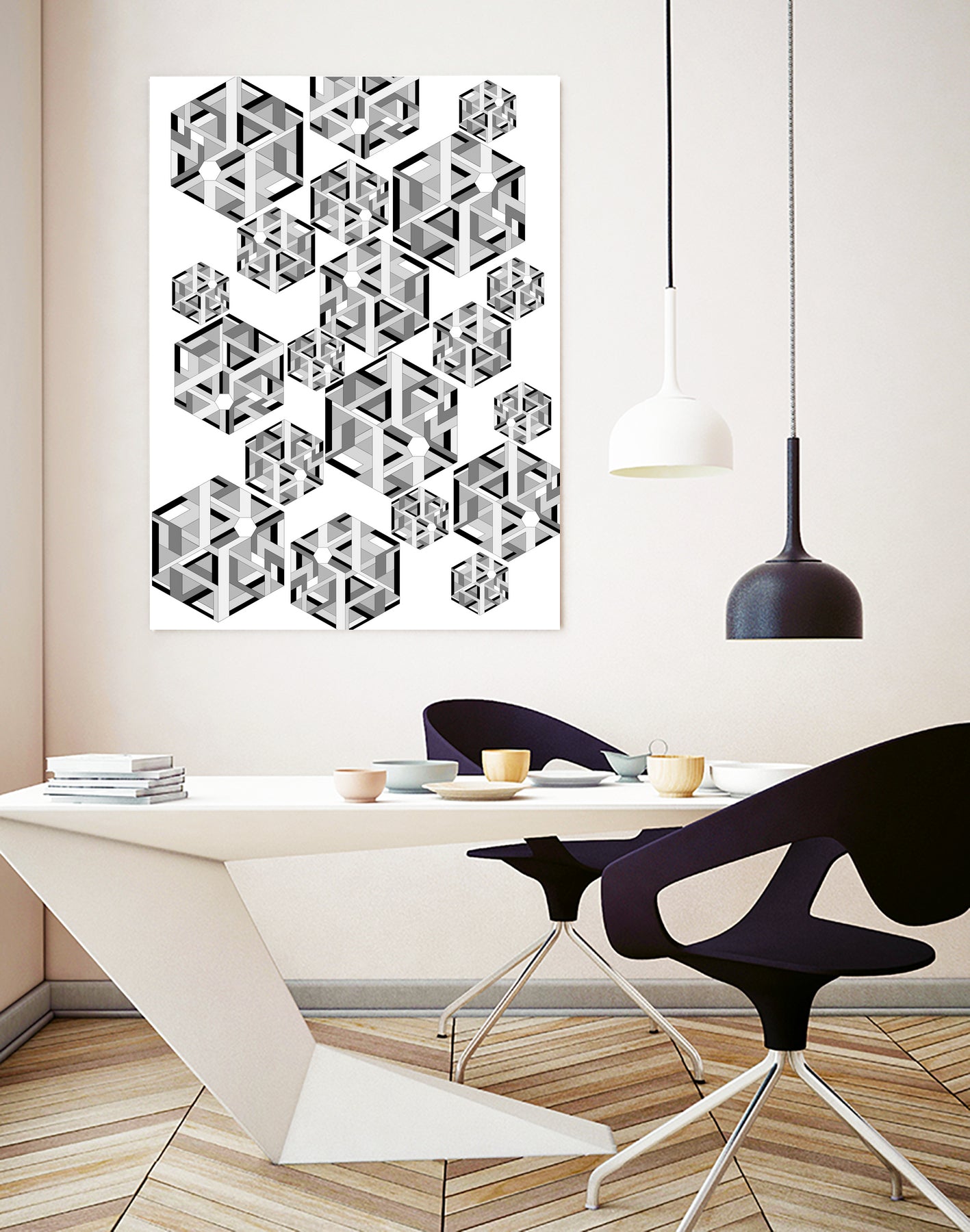 Hexagon by Emi Dimitrova on GIANT ART - white digital drawing