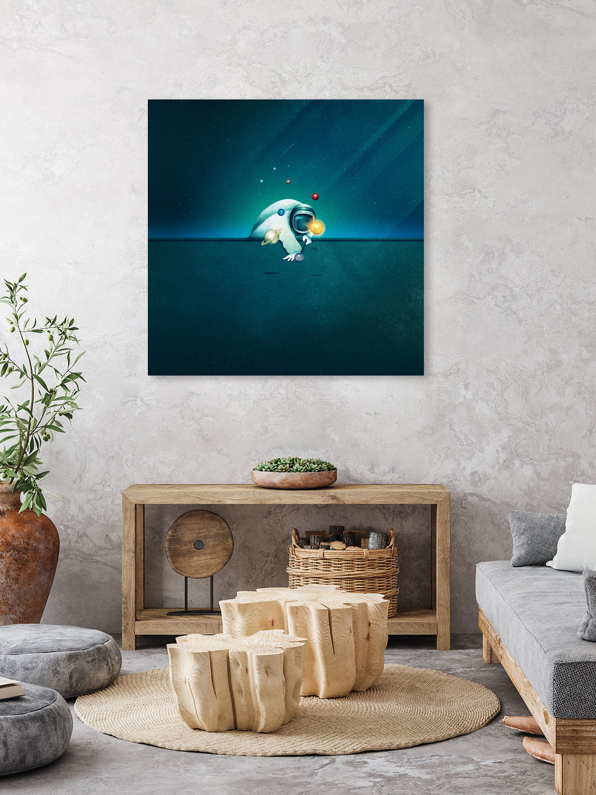 Astronaut Billards by Romina Lutz on GIANT ART - green digital painting