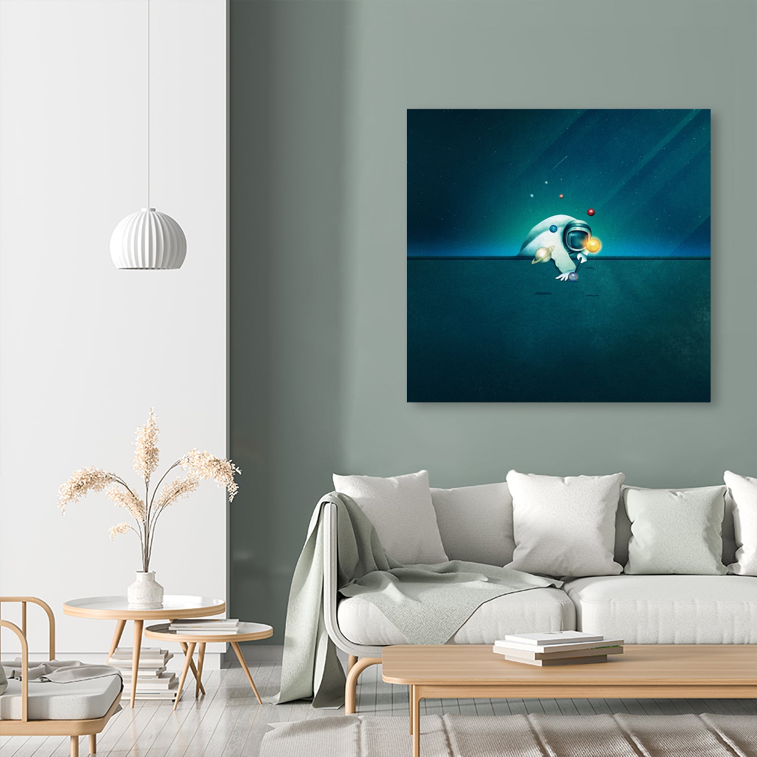 Astronaut Billards by Romina Lutz on GIANT ART - green digital painting