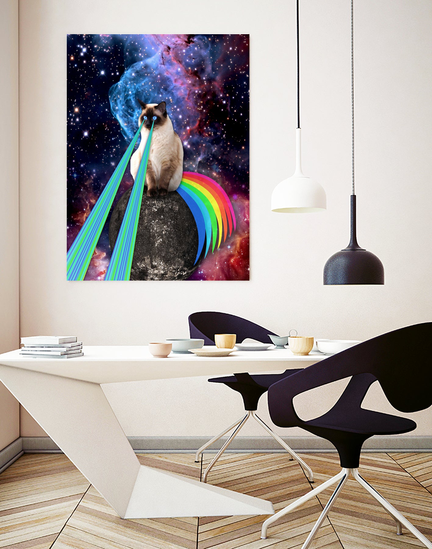 SIAMESE LASER CAT by Gloria Sánchez on GIANT ART - blue photo illustration