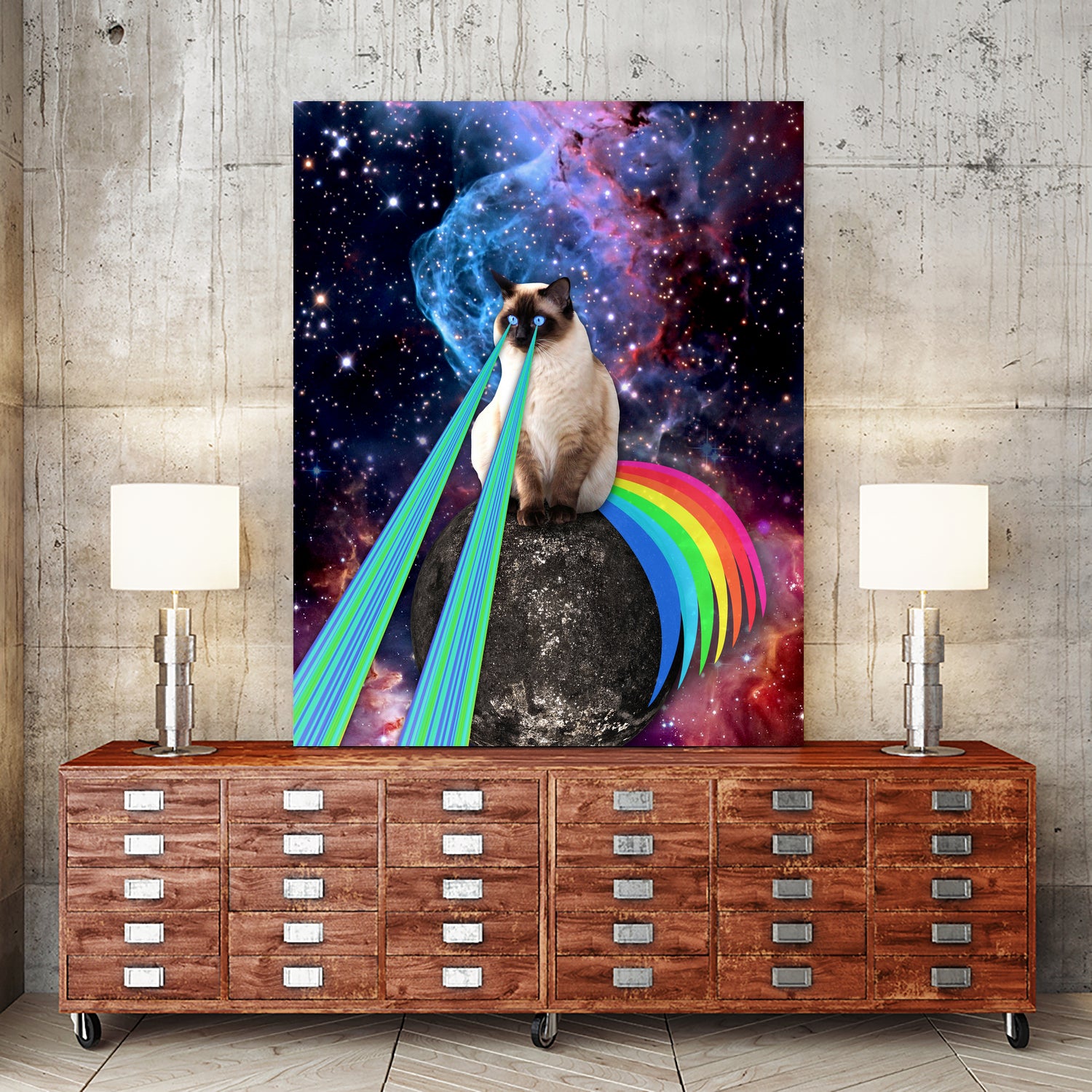 SIAMESE LASER CAT by Gloria Sánchez on GIANT ART - blue photo illustration