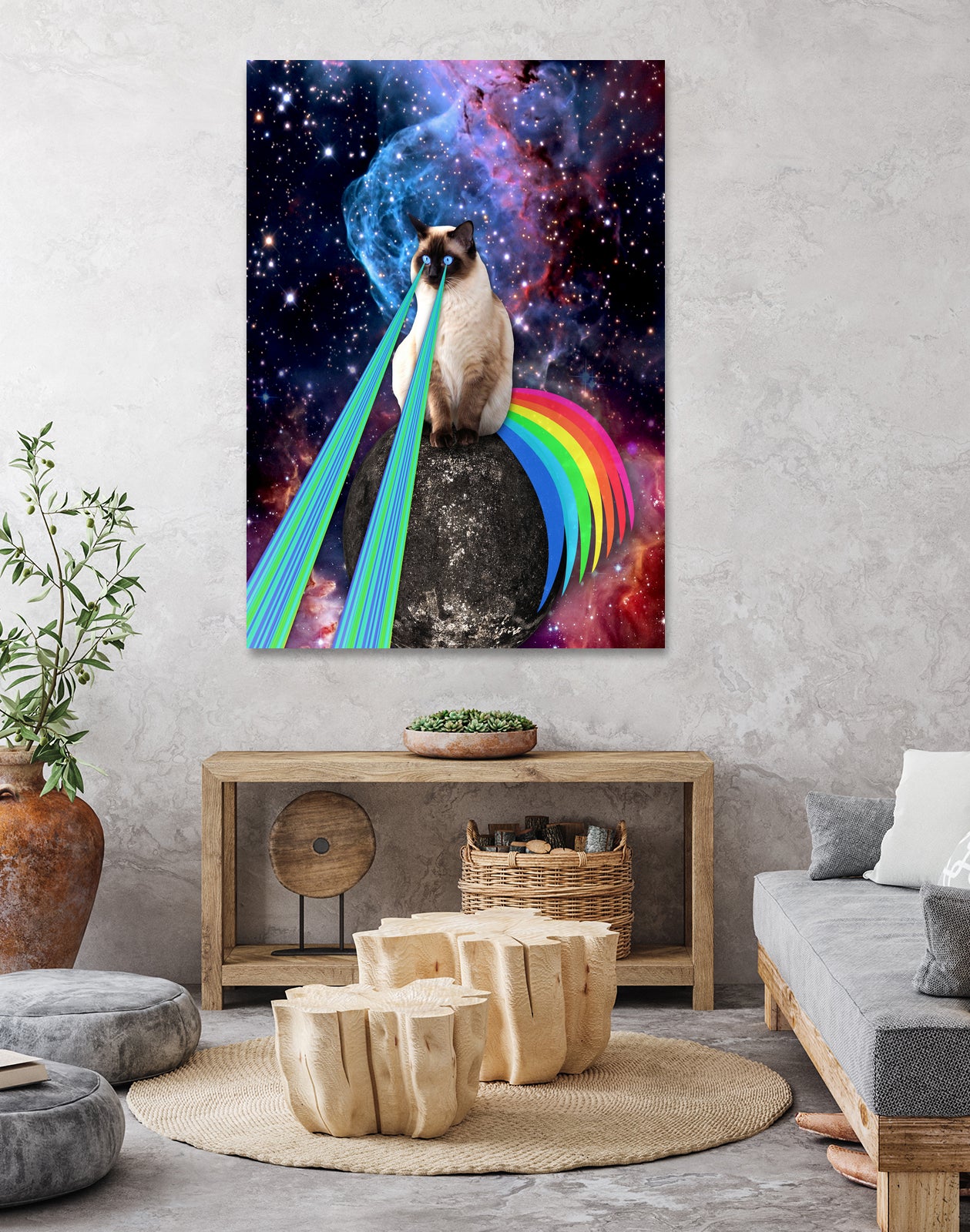 SIAMESE LASER CAT by Gloria Sánchez on GIANT ART - blue photo illustration
