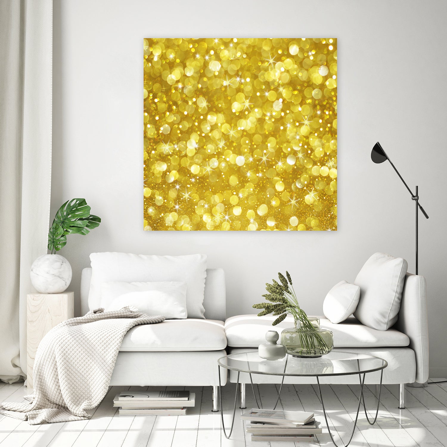 Glam gold bokeh glitter by dushan Medich on GIANT ART - yellow digital painting
