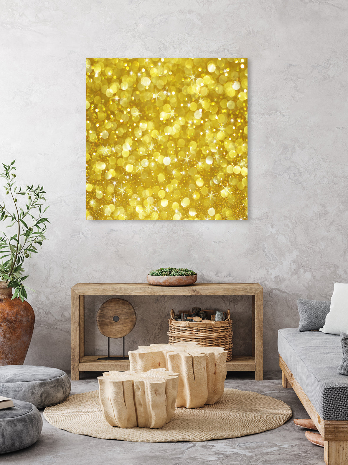 Glam gold bokeh glitter by dushan Medich on GIANT ART - yellow digital painting