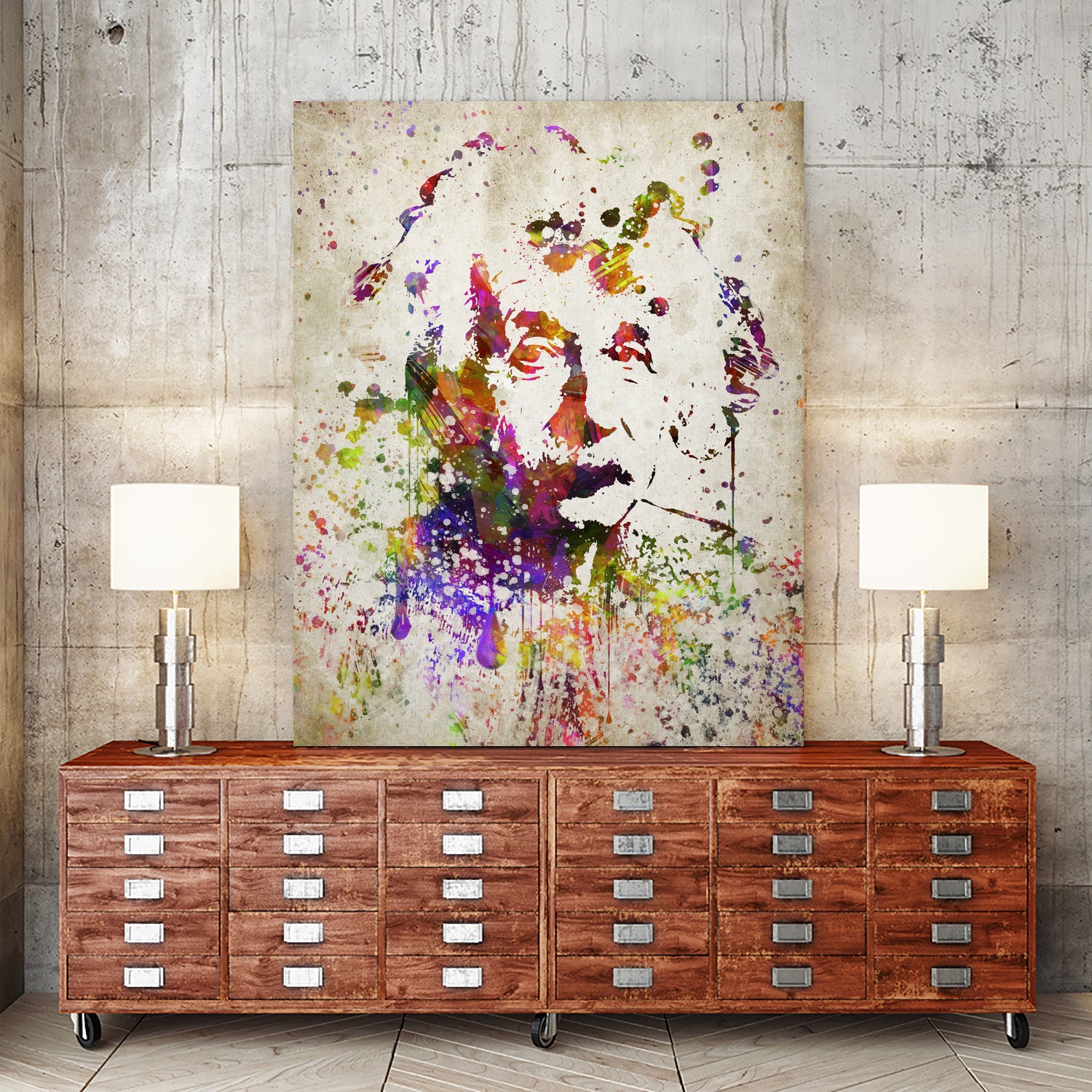 Albert Einstein in Color by Aged Pixel on GIANT ART - red digital drawing