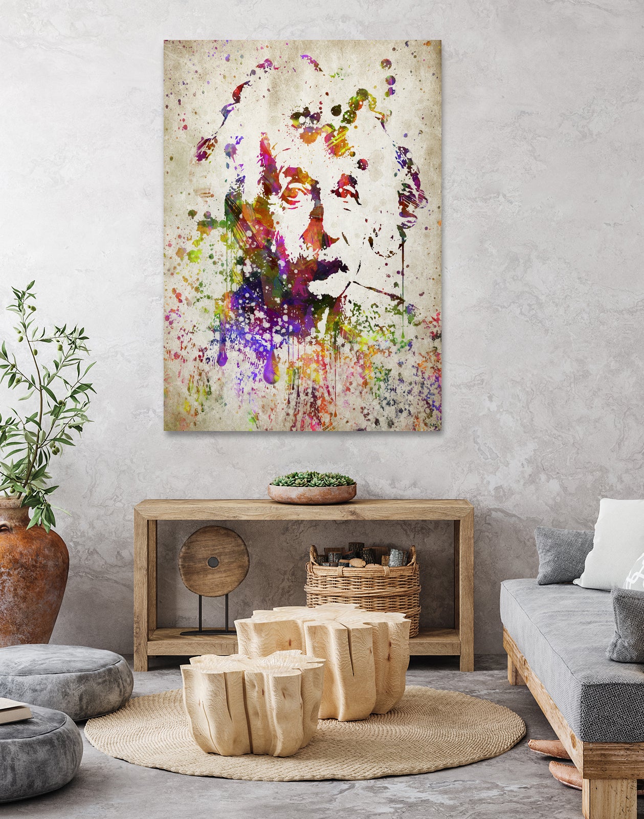 Albert Einstein in Color by Aged Pixel on GIANT ART - red digital drawing