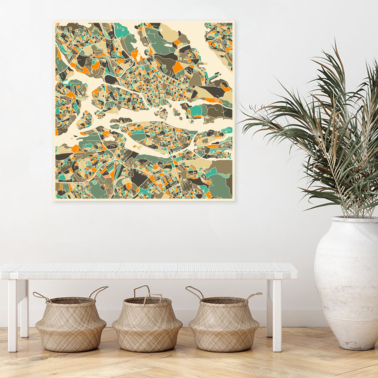 Stockholm Map by Jazzberry Blue on GIANT ART - pink vector illustration