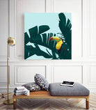Green Toucan Tropical Banana Leaves Pattern by Brigitte Carre on GIANT ART - green digital painting