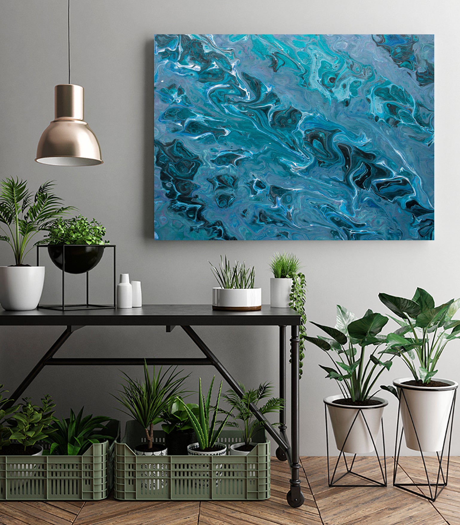 Path of Rays by L. Renee Jones on GIANT ART - blue mixed media