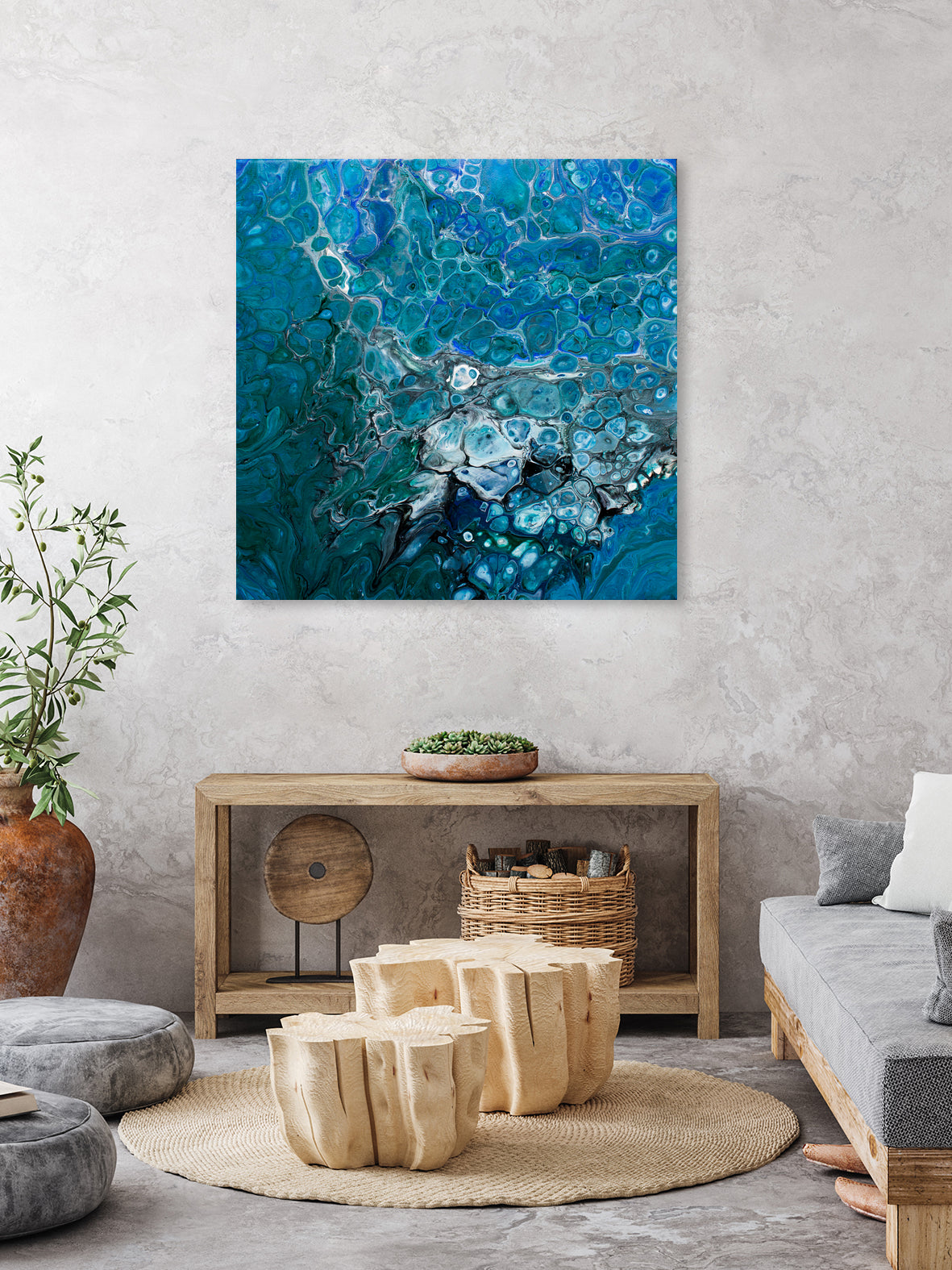 Ocean's Flow by L. Renee Jones on GIANT ART - blue mixed media