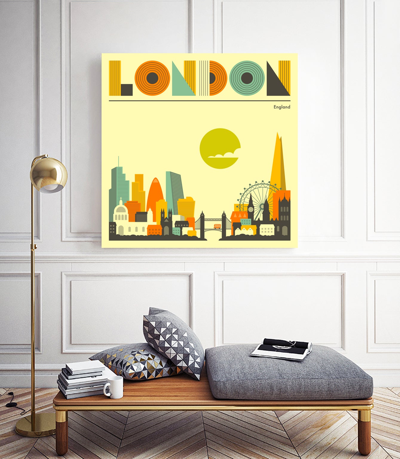 London Skyline by Jazzberry Blue on GIANT ART - yellow vector illustration