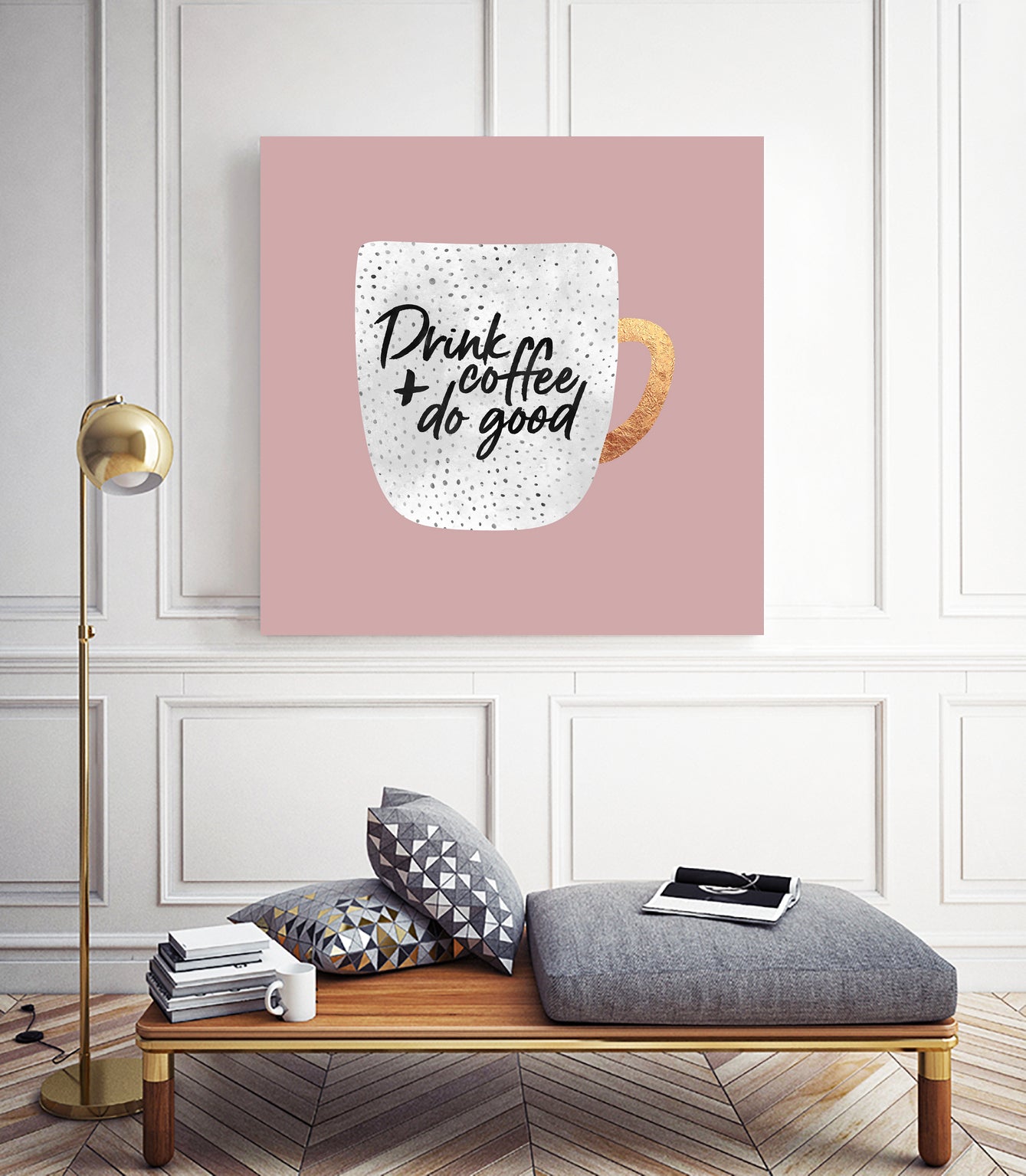 Drink coffee and do good 2 by Elisabeth Fredriksson on GIANT ART - pink digital painting