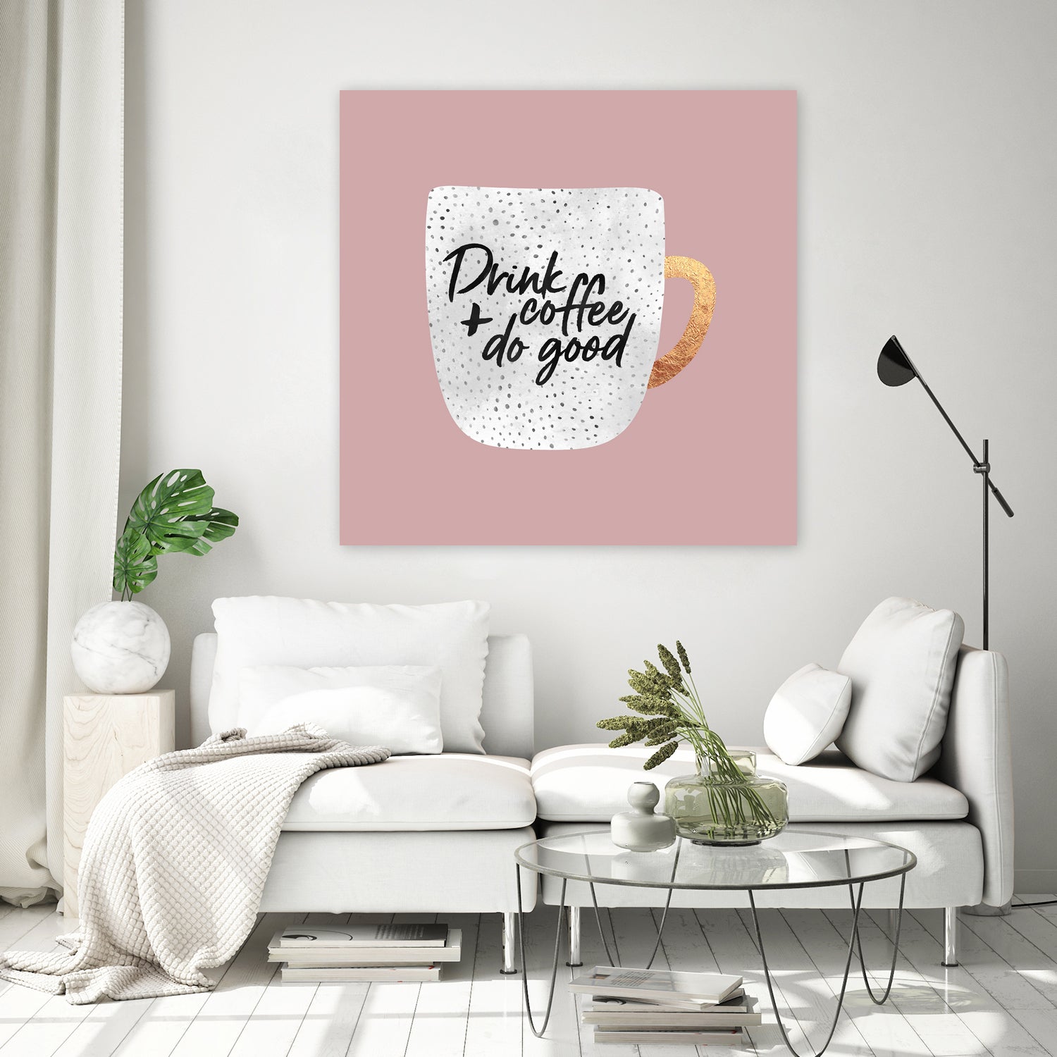 Drink coffee and do good 2 by Elisabeth Fredriksson on GIANT ART - pink digital painting