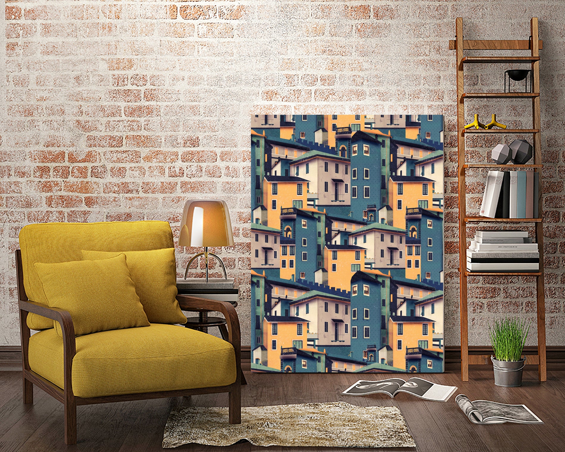 Night Castles (Pattern) by Romina Lutz on GIANT ART - yellow digital painting