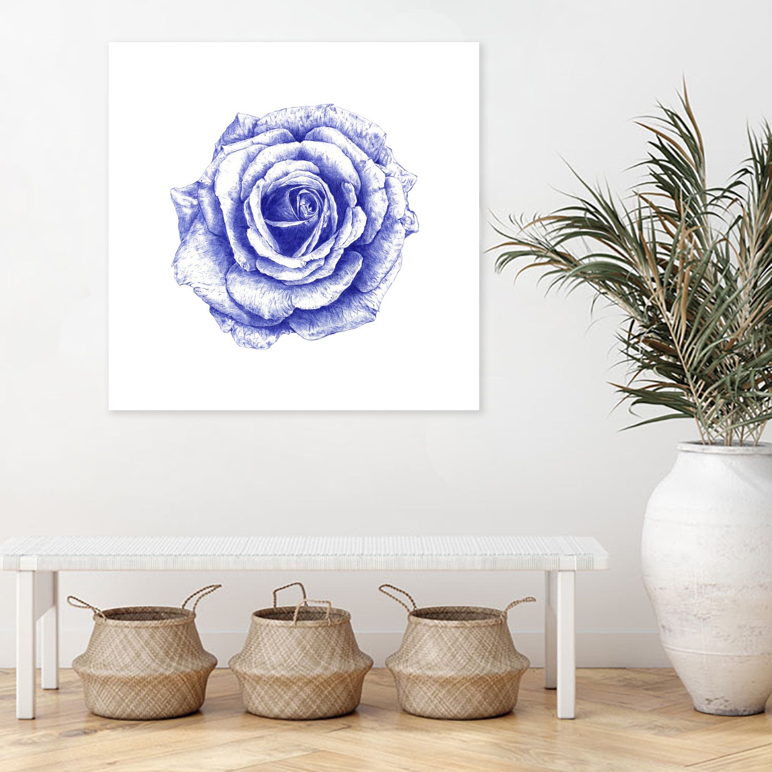 Ballpoint Blue Rose by Ronny Petrus Johannes Kools on GIANT ART - blue mixed media