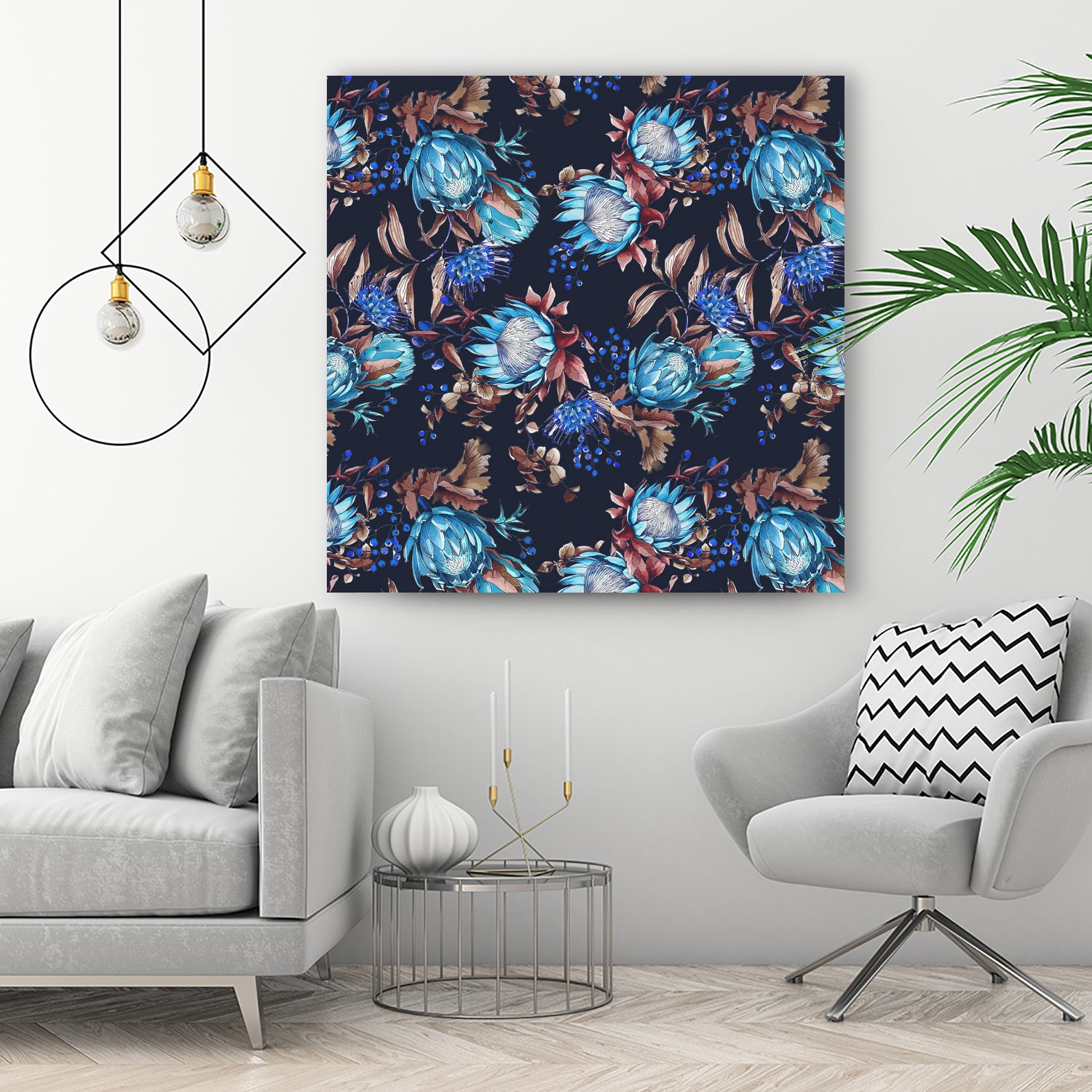 King protea flowers watercolor illustration by Two Lips on GIANT ART - pink digital drawing