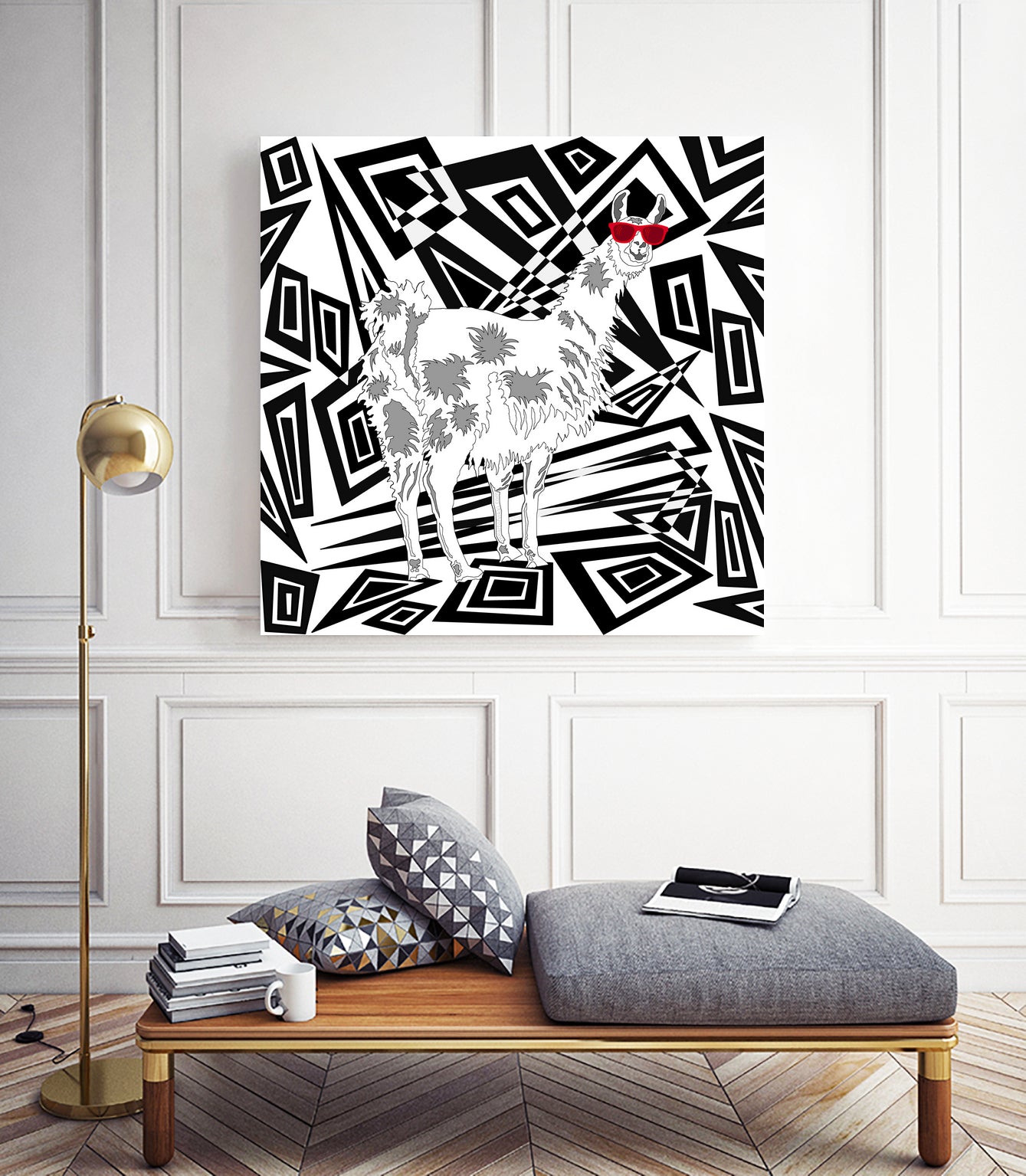 Llama In Red Sunglasses Abstract by TheArtOf Vikki on GIANT ART - black digital drawing